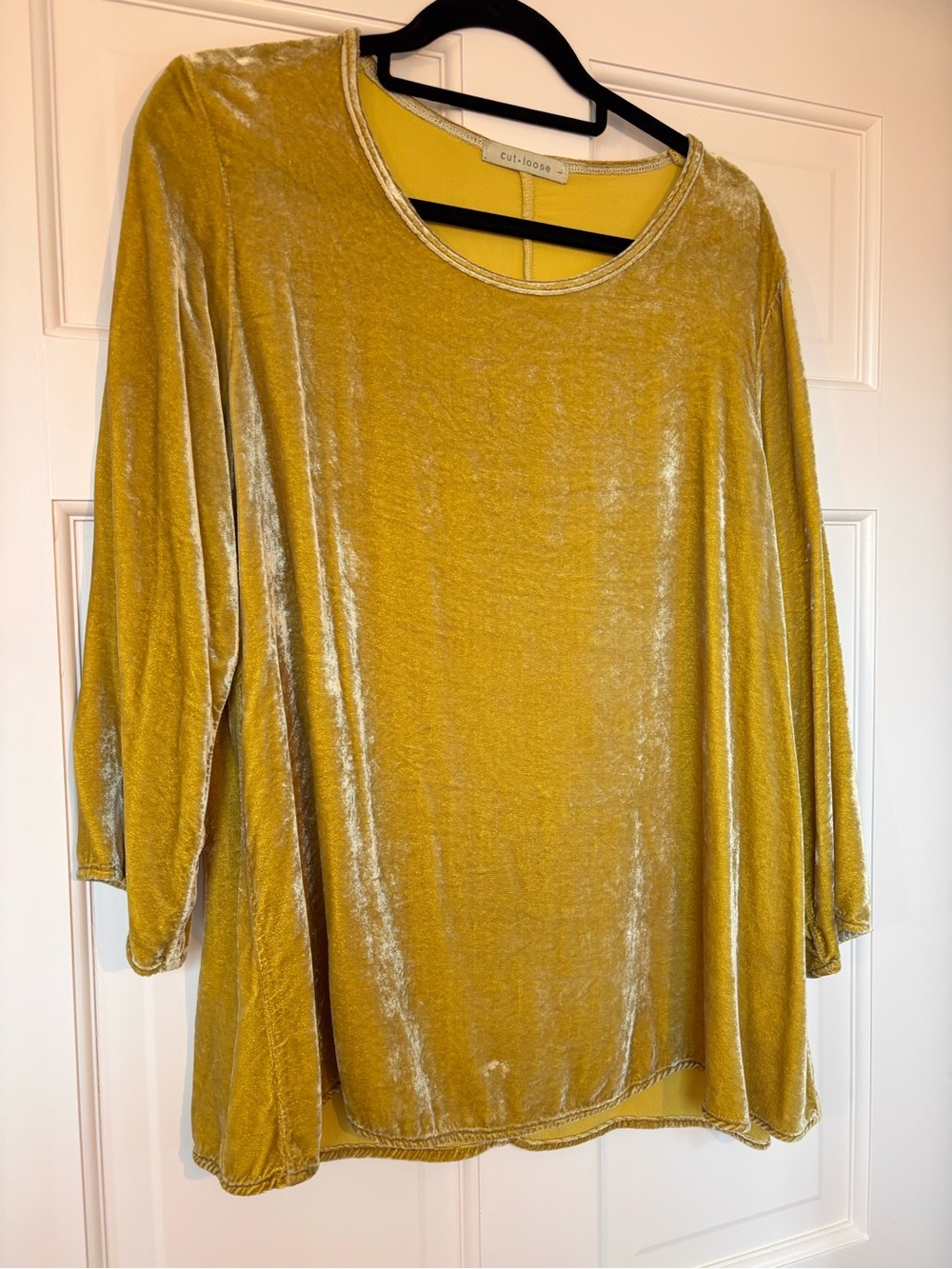 Cut Loose Mustard Velvet Long-Sleeve Top